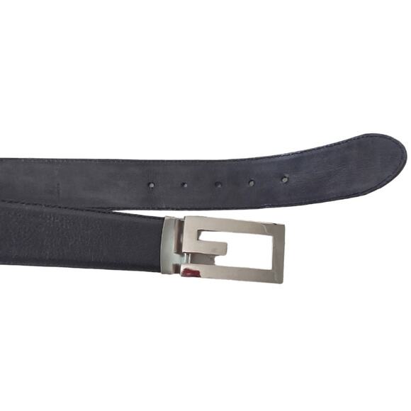 G Leather Belt Size S//M Silver Buckle Dark Brown Black Leather Accessory Belt - Picture 5 of 11